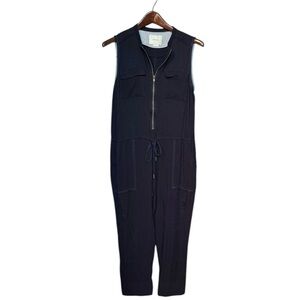 Elevenses‎ Anthropologie Zip Up Sleeveless Navy Jumpsuit | Women's Size Small